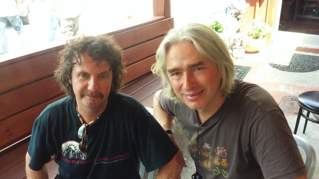 Rick Ward, banjo-player; and Kevan Manwaring, writer, meet in Boone, NC, August 2015